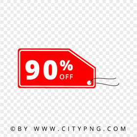 90% Off Tag Red Label Sign Logo PNG