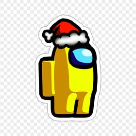 HD Yellow Among Us Character Santa Hat Stickers PNG