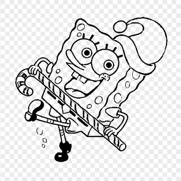 HD Spongebob Outline Christmas Candy Character Transparent PNG