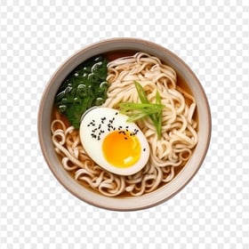HD Top View Of Veggie Ramen Soup with Egg Transparent PNG