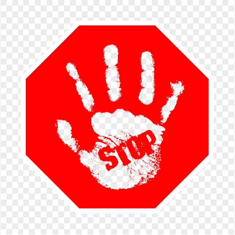 HD Outline Hand Print With Stop Word On Red Sign PNG