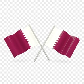 FREE Two Qatar Flags On Poles Icon PNG