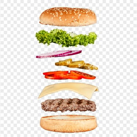 HD Fast Food Burger Cheeseburger Layers PNG