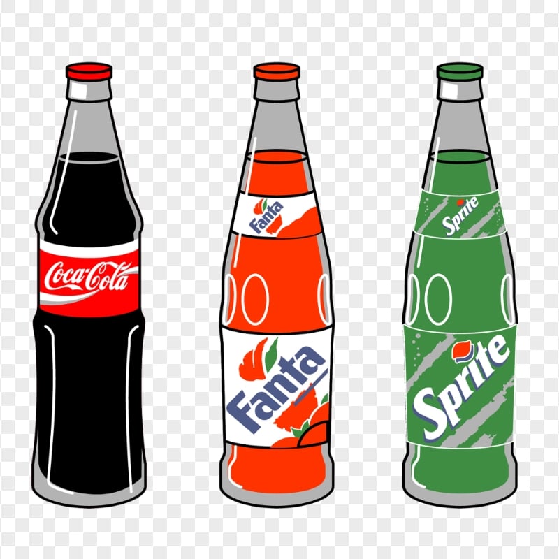 HD Coca-Cola, Fanta And Sprite Bottles Clipart Cartoon PNG | Citypng