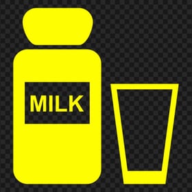 Yellow Milk Bottle With Glass Icon PNG