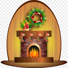 FREE Christmas Cartoon Decorated Fireplace PNG