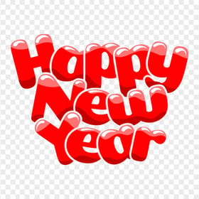 Red Cartoon Comic Happy New Year Text HD PNG