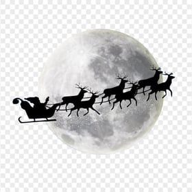 HD Santa Reindeer Moon Silhouette Transparent PNG