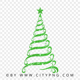 HD Beautiful Green Ribbon Line Glitter Christmas Tree PNG