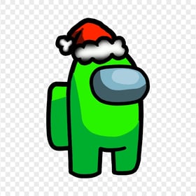 HD Green Lime Among Us Crewmate Character With Santa Hat PNG