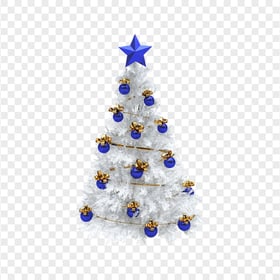 White Decorated Christmas Tree With Blue Star Topper