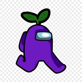 HD Purple Among Us Character Walking With Leaf Hat PNG