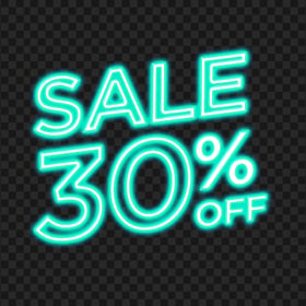 30% Percent Off Sale Blue Green Neon Sign HD PNG