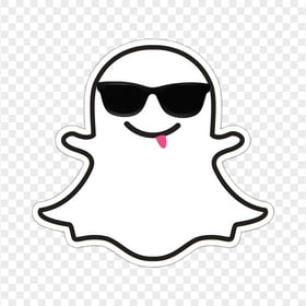 Snapchat Cute Emoji Cartoon Ghost With Sunglasses Tongue Stickers PNG Image