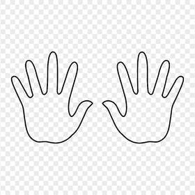 HD Black Outline Two Hands Print Clipart PNG