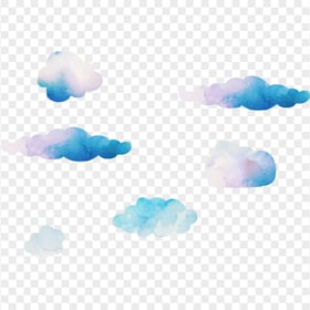 Download Group Of Aesthetic Watercolor Clouds PNG