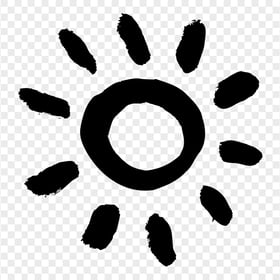 Black Paint Brush Stroke Sun Icon PNG