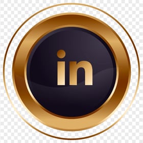 HD Black & Gold Luxury Linkedin IN Round Icon PNG