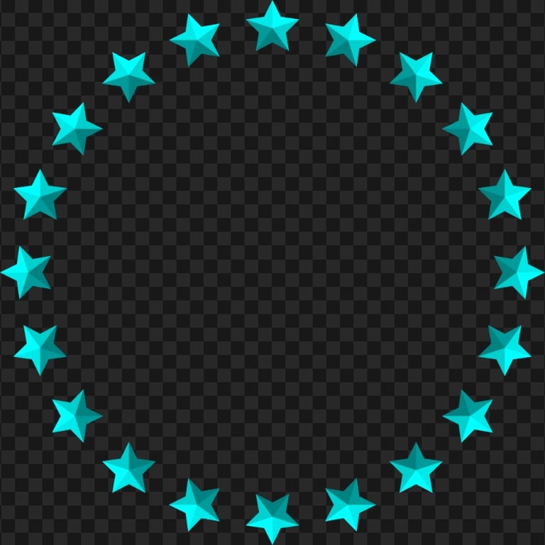 Circle Stars Blue Border Frame PNG Image