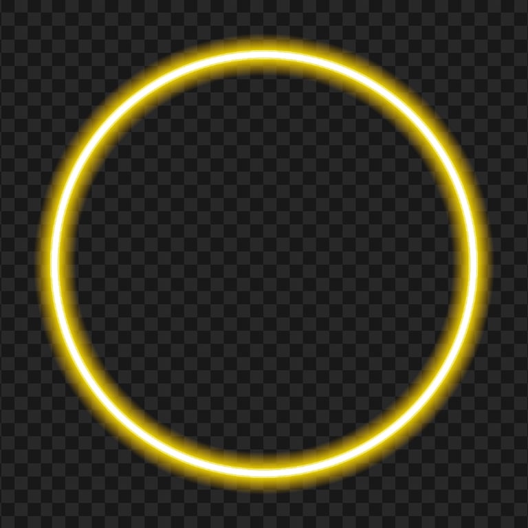 HD Yellow Circle Glowing Neon Frame Border PNG