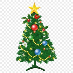 HD Beautiful Decorated Christmas Tree Illustration PNG