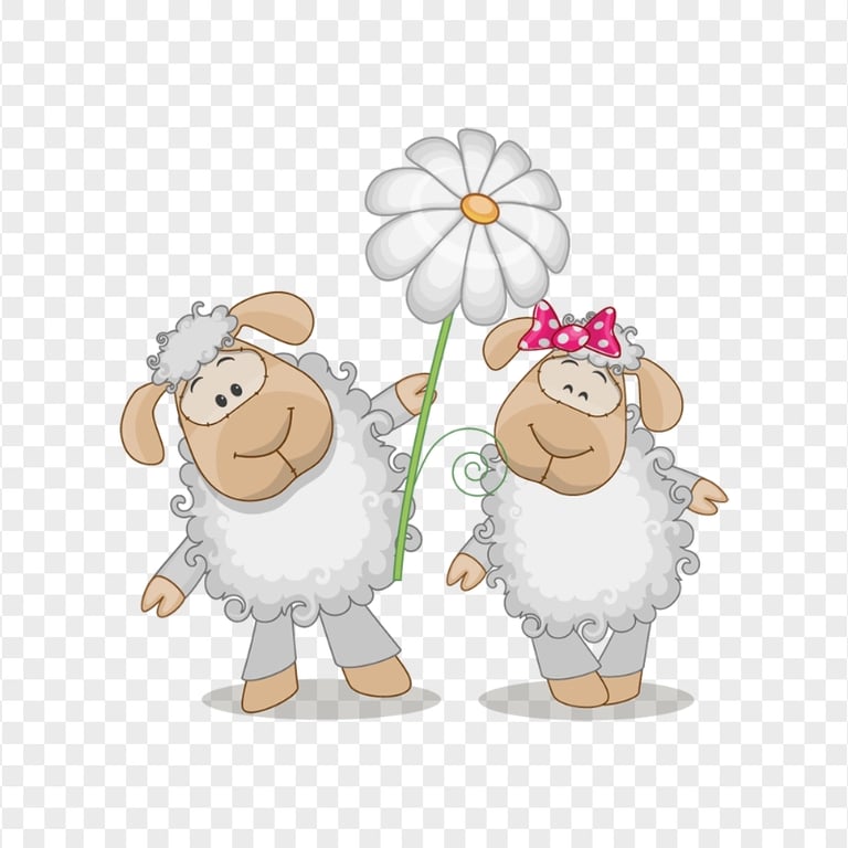 Two Cute Cartoon Sheep