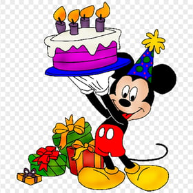 Clipart Mickey Mouse Holding Birthday Cake PNG IMG