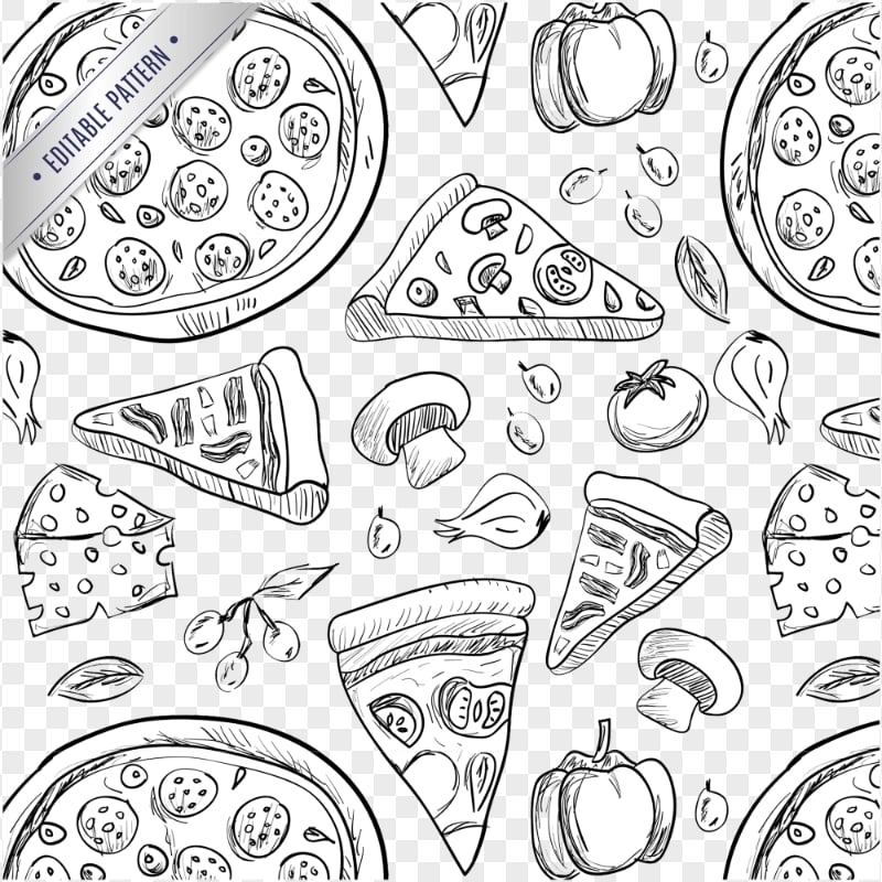 Pizza Doodle Pattern Sketch Drawn Transparent PNG | Citypng