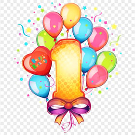 HD Cartoon Happy 1st Birthday Balloon Illustration Design PNG