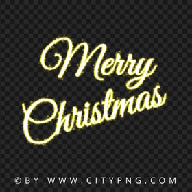 Sparkling Shining Yellow Merry Christmas Text PNG