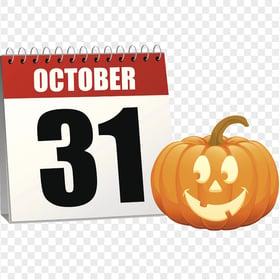 31 October Calendar Halloween Pumpkin Illustration