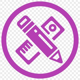 HD Purple Round Icon Contains Pencil and Ruler PNG