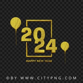 2024 Happy New Year Gold Glitter Celebration PNG IMG