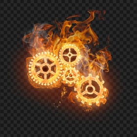 Gears On Fire Illustration Download PNG