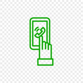 HD Green Outline Mobile With Hand Icon Transparent PNG
