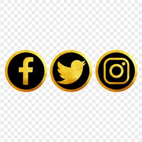 HD Facebook Instagram Twitter Luxury Gold Black Icons PNG png