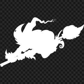 HD Halloween White Scary Witch Flying On A Broom Silhouette PNG