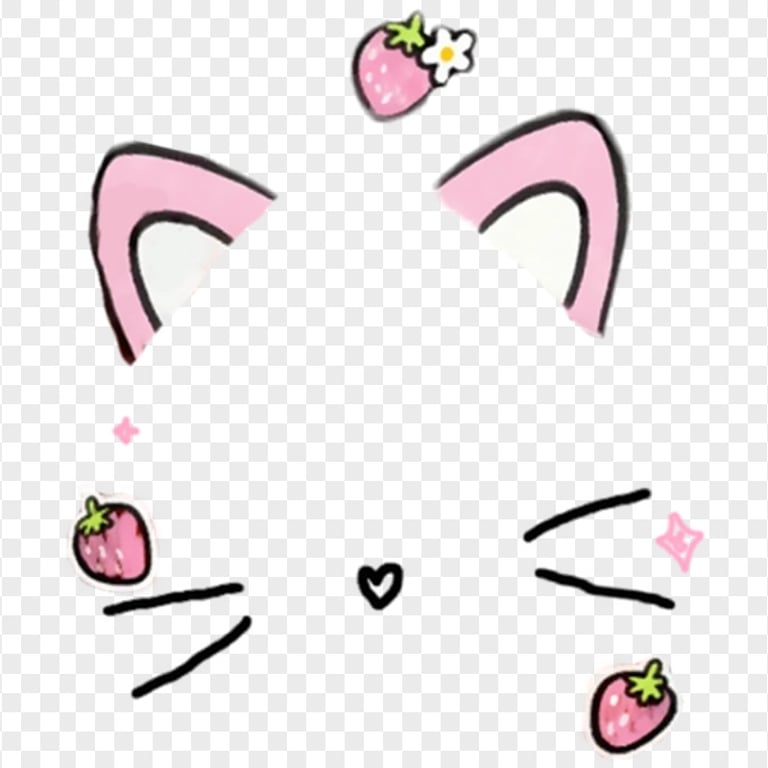 Snapchat Cat Cute Strawberry Snow Filter Ears PNG Image Citypng