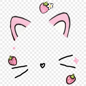 Snapchat Cat Cute Strawberry Snow Filter Ears PNG Image