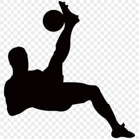 Football Player Kicking Ball Black Silhouette PNG