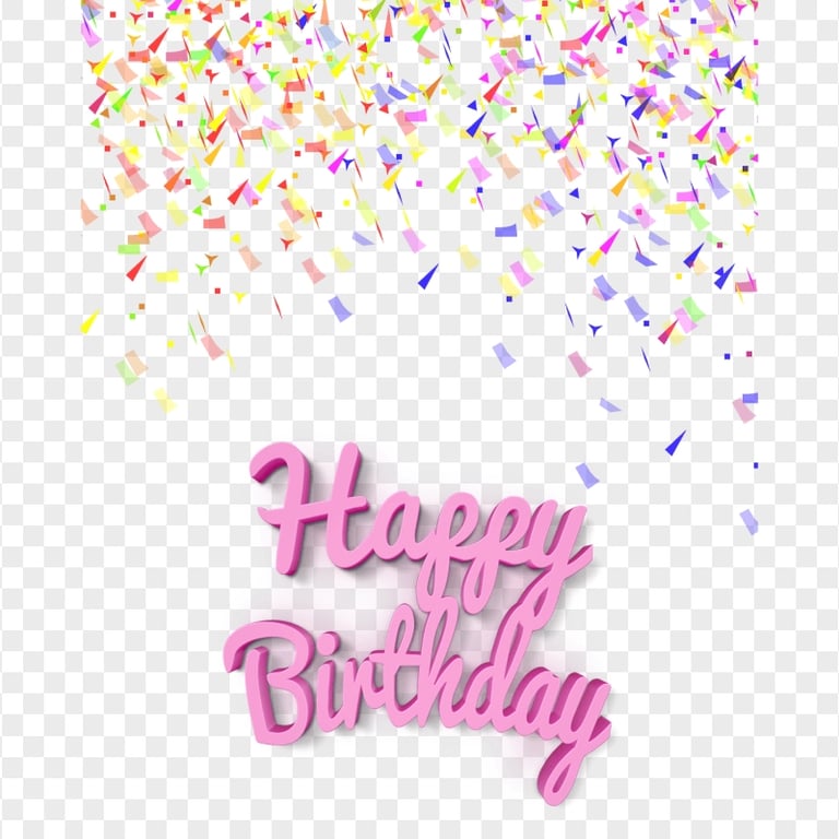 Happy Birthday 3D Text With Confetti PNG