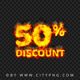 50 Percent Discount Off Fire Flames Image PNG