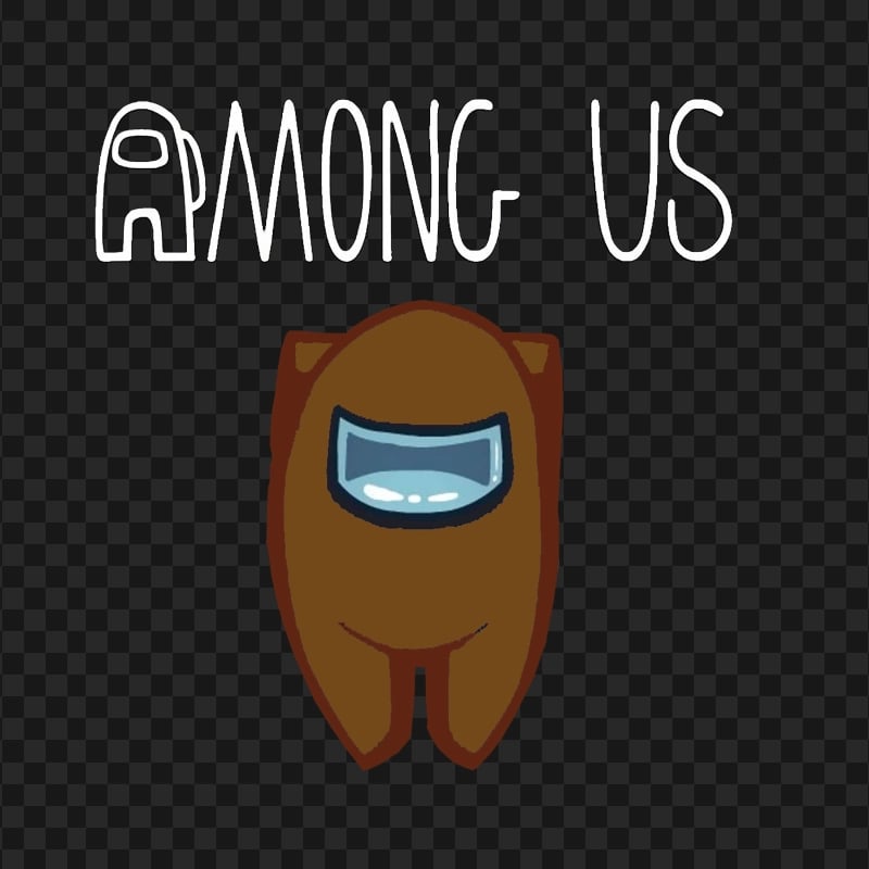 HD Brown Among Us Character With Logo PNG Citypng