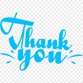 Thank You Blue Handwriting Text Font Word HD PNG