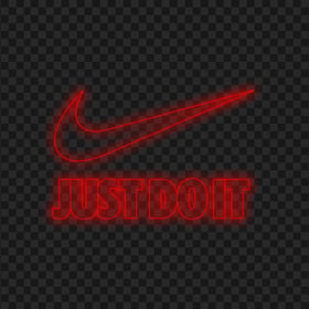 HD Nike Just Do It Neon Red Outline With Tick Logo PNG