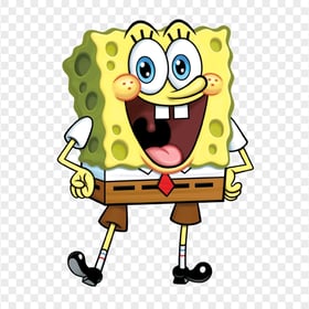 HD SpongeBob Happy Standing Character PNG