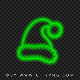 HD Cool Green Neon Christmas Santa Claus Hat PNG