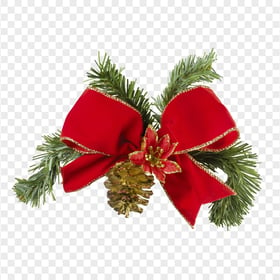 PNG Christmas Pine Ribbon Bow Decor