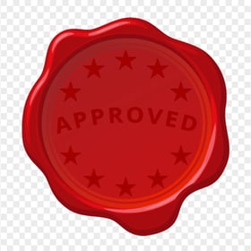 HD Red Approved Seal Wax Stamp PNG