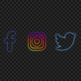 HD Facebook Instagram Twitter Neon Icons PNG